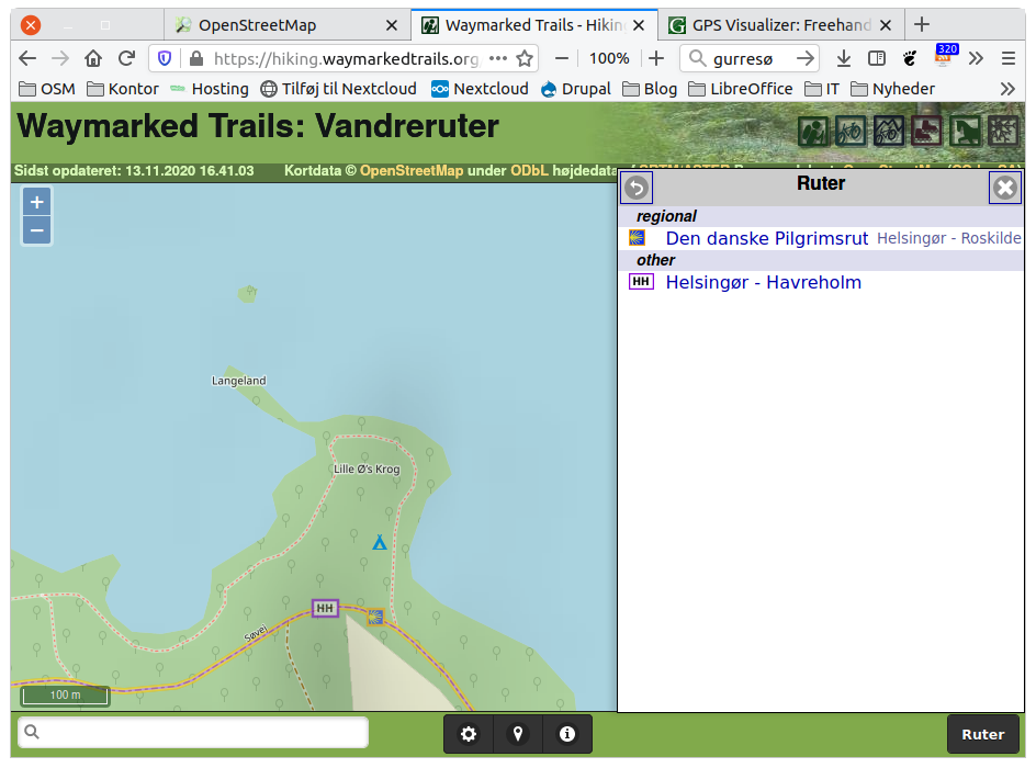 Waymarked Trails viser vnadreruter som er lagt på OpenStreetMap.